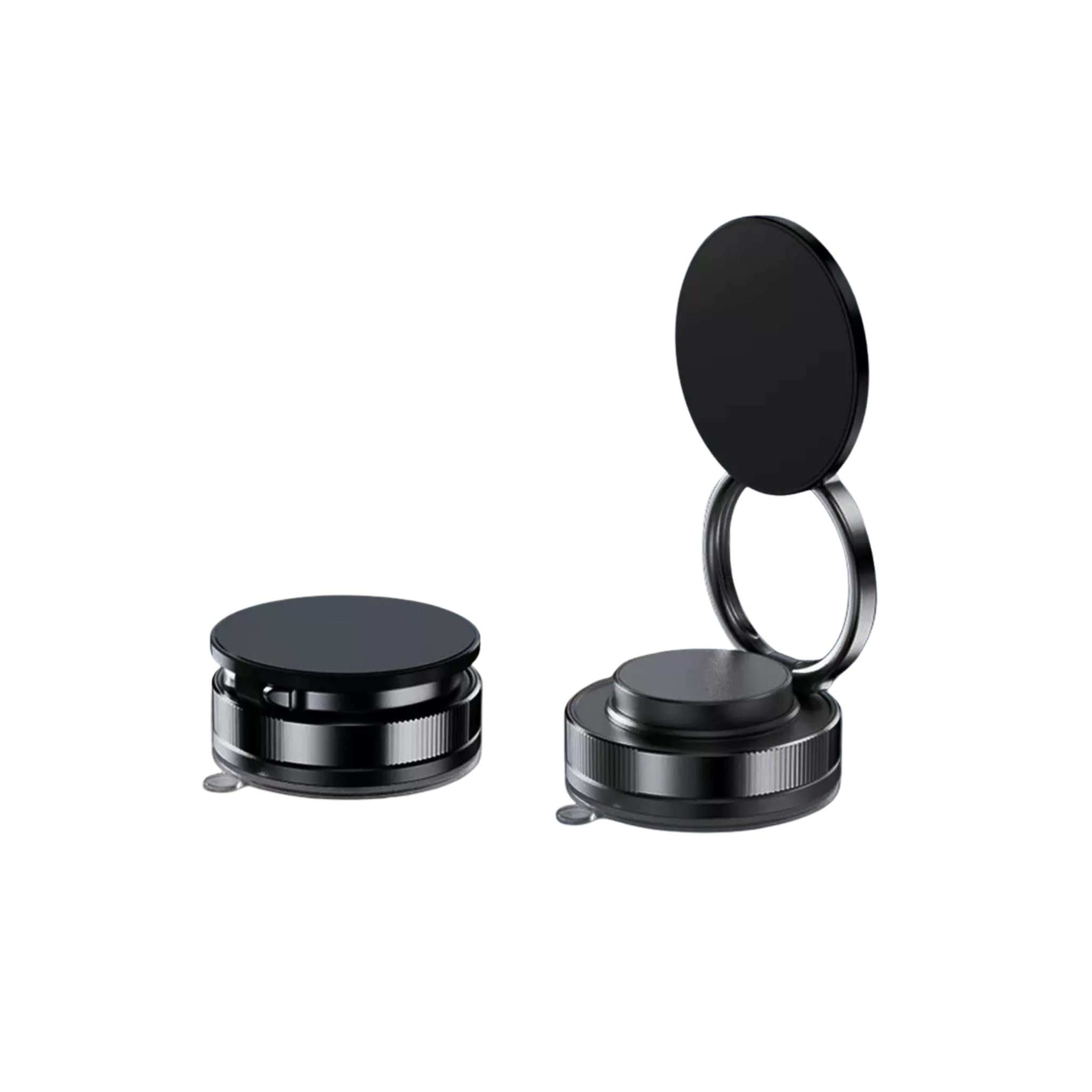 Magnetic Car Phone Holder — Dual Ring — Black — no background