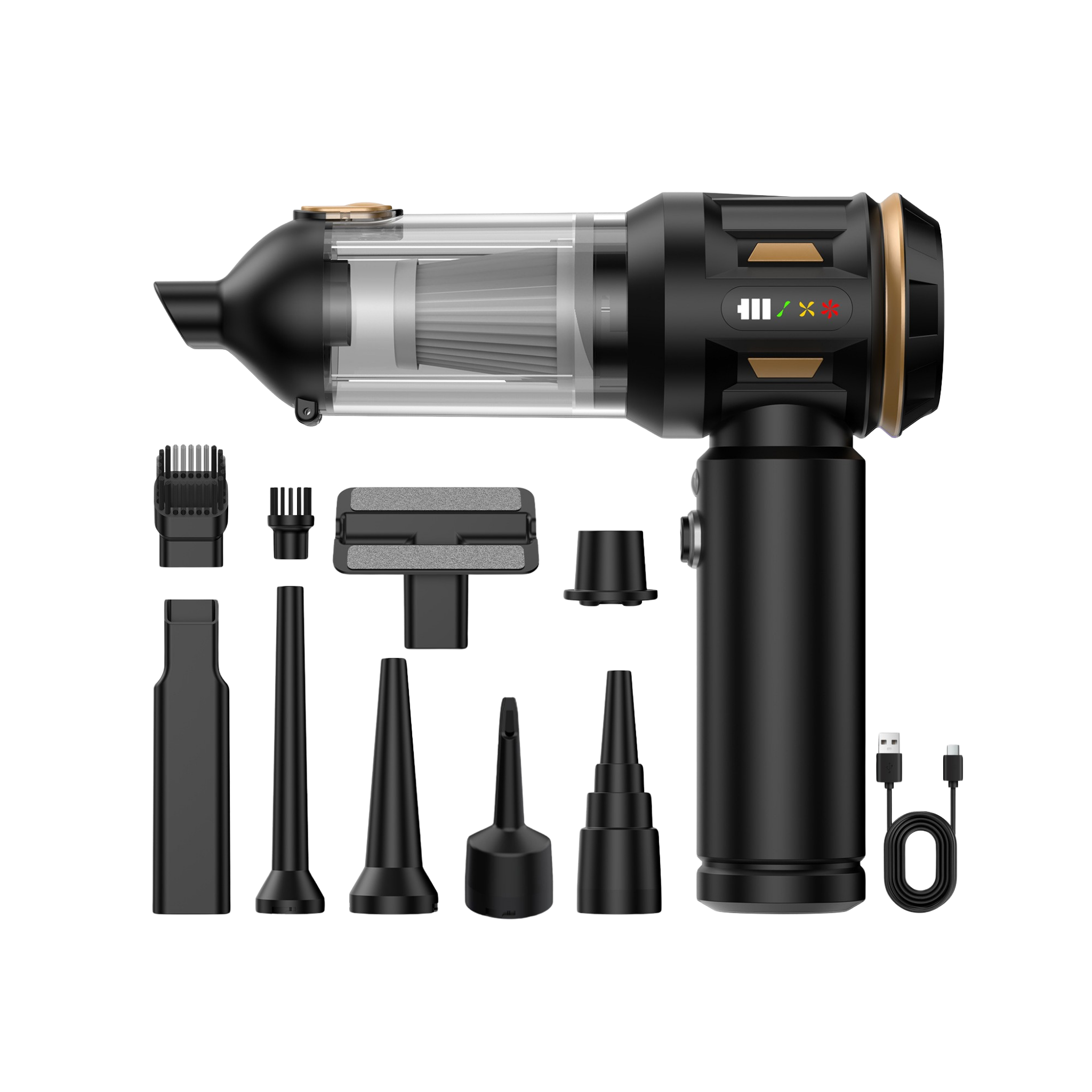 Mini Vacuum Cleaner Premium Black Gold — no background 1