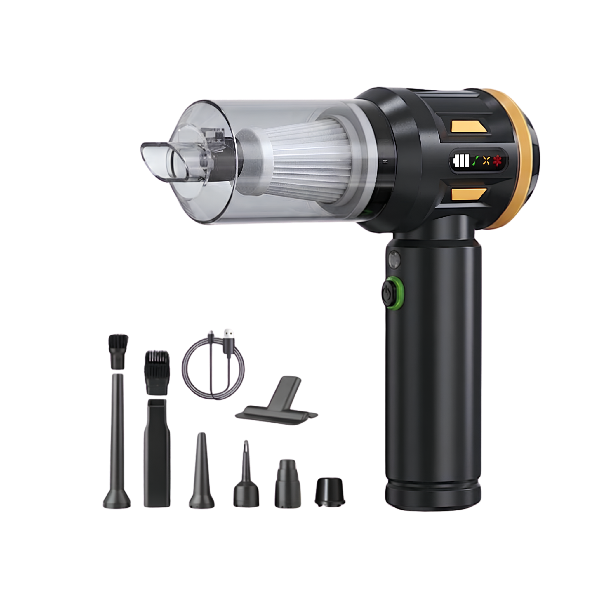 Mini Vacuum Cleaner Premium Black Gold — no background 4