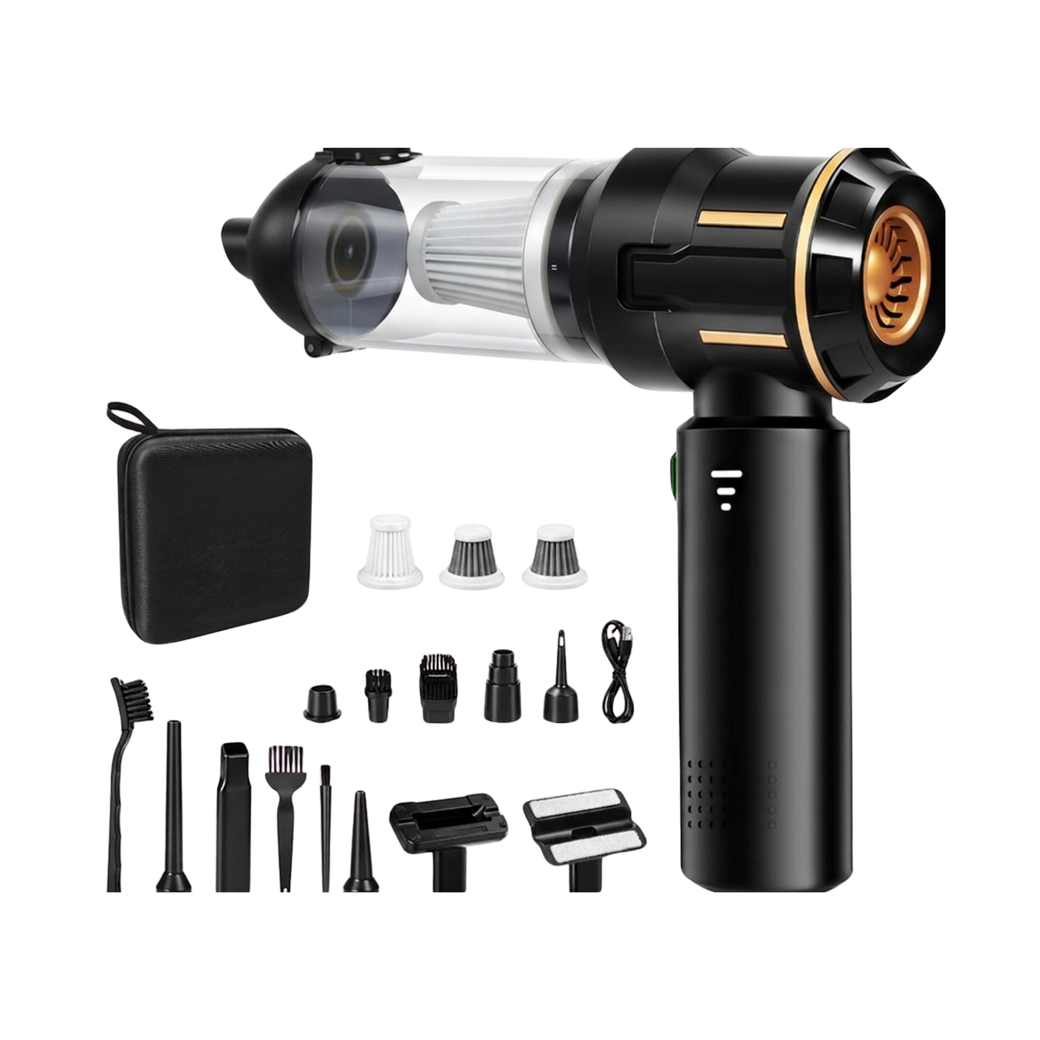 Mini Vacuum Cleaner Premium Black Gold — no background 7