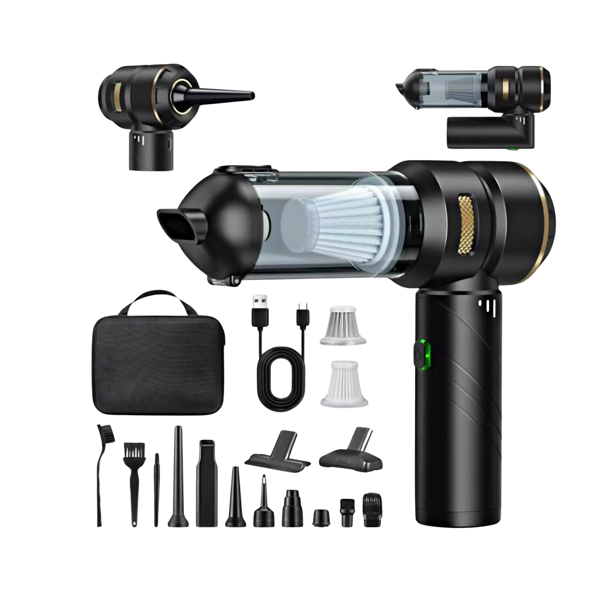 Mini Vacuum Cleaner Premium Black Gold — no background 9
