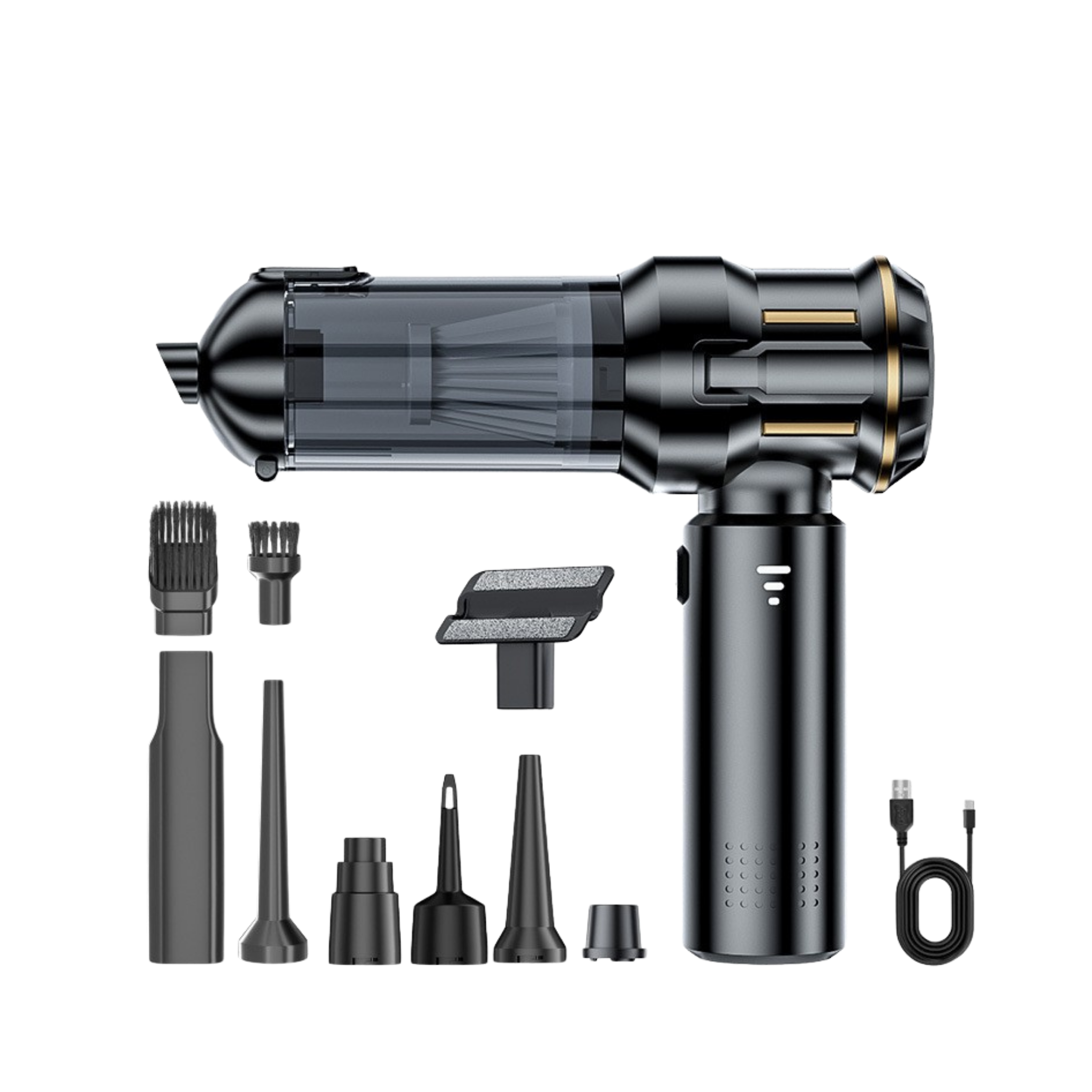 Mini Vacuum Cleaner Premium Black Gold — no background 11
